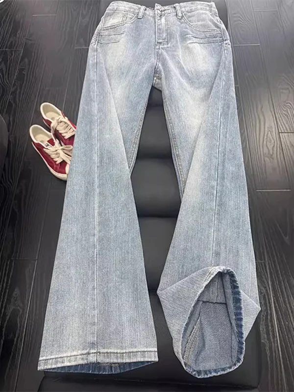 

Мужские джинсы Waed Denim: зауженный крой, прямые штанины, микро-клеш, с узором «бамбуковые узлы», стильные, осенние, модные, уличный стиль