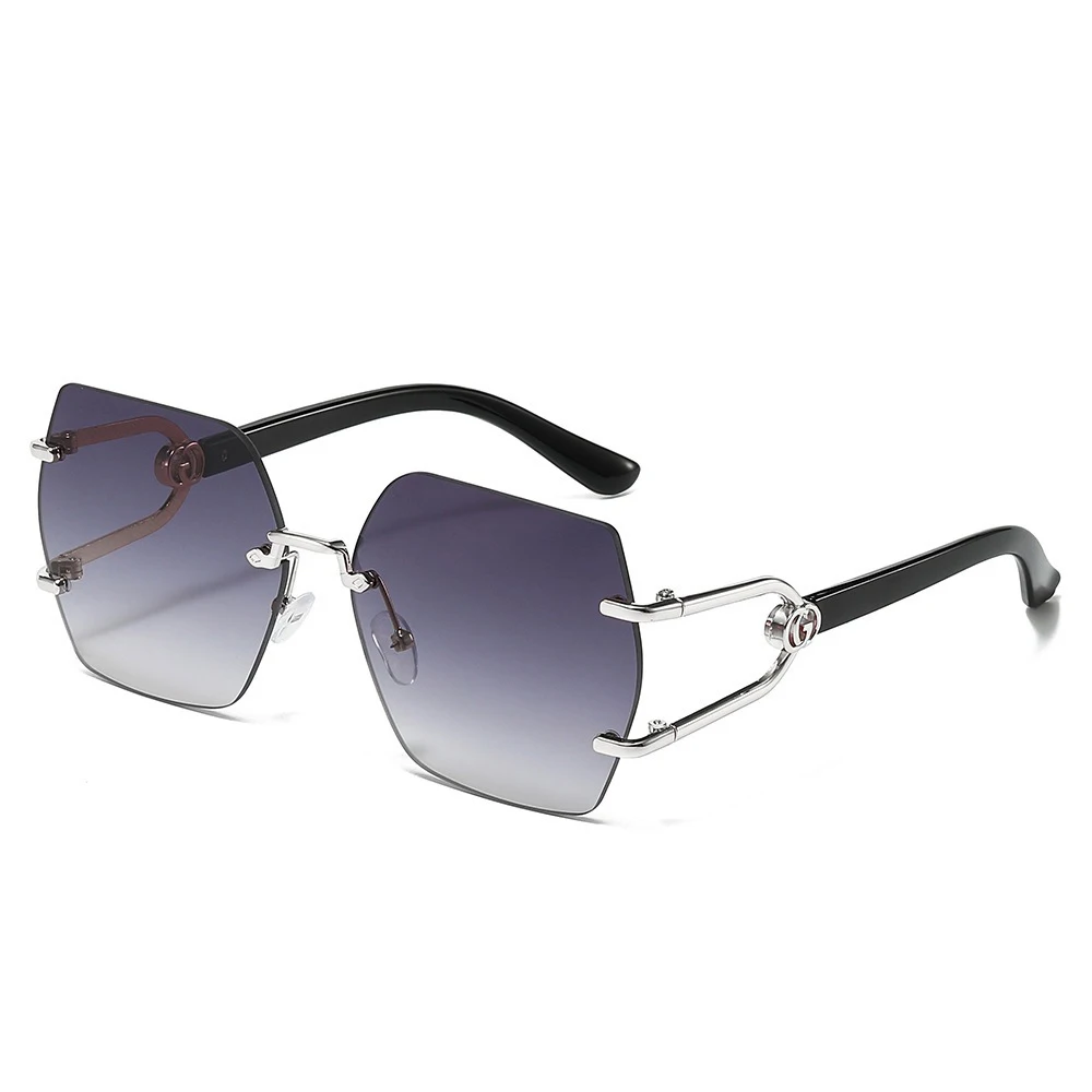 مربع بدون شفة النساء الرجال النظارات الشمسية الإطار المعدني الجوف خارج الساق في الهواء الطلق مكبرة UV حماية الإناث الذكور BlackSun نظارات 2025