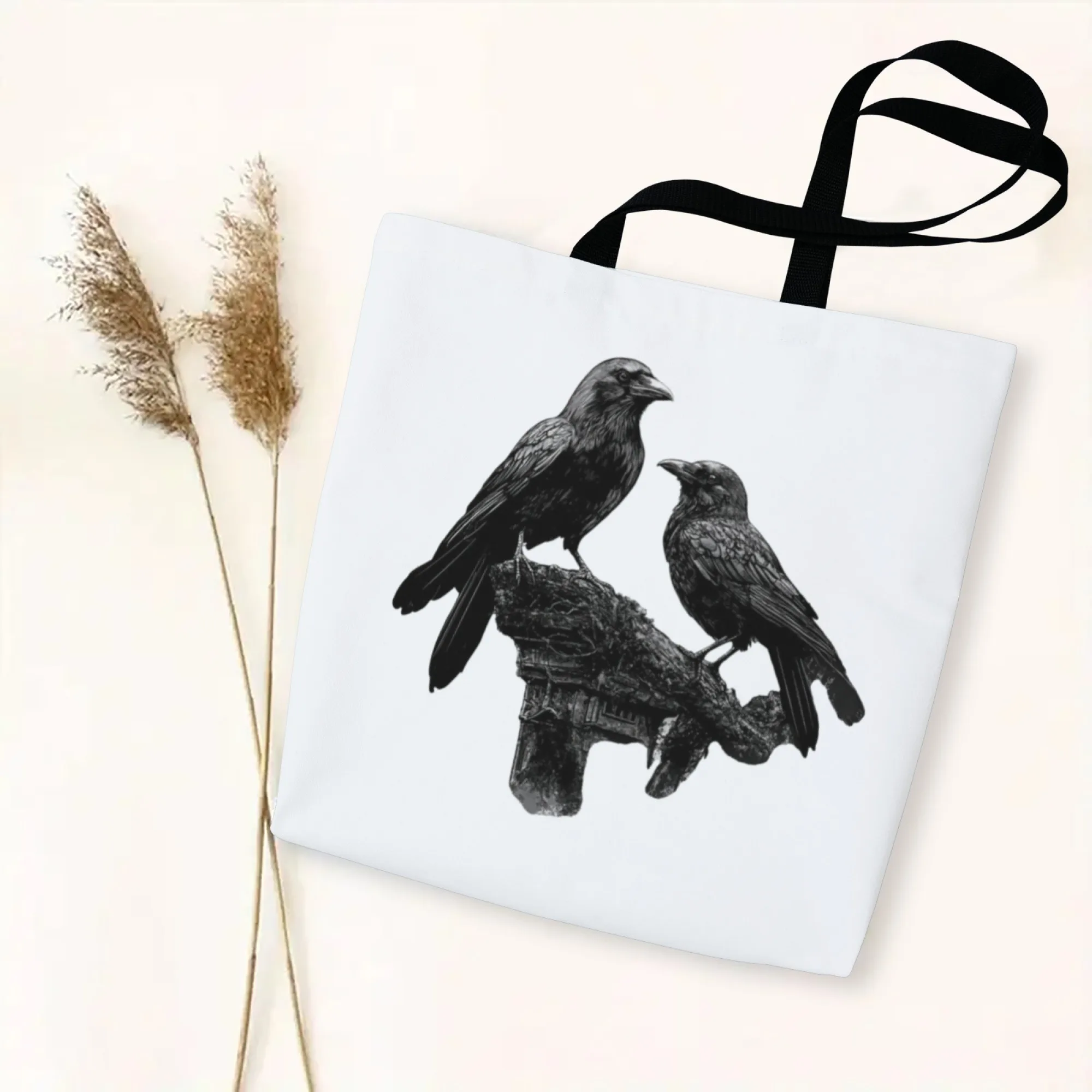 أسود الغراب القوطية المرأة قماش حمل حقيبة الظلام موضوع حقيبة تسوق قابلة لإعادة الاستخدام للنساء مثالية لمحبي القوطية عشاق غامض