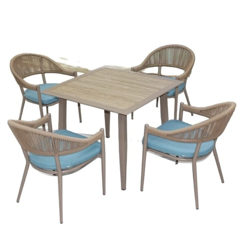 

Outdoor tables and chairs Nordic minimalist style dining chairs five-piece outdoor garden courtyard leisure rope tables