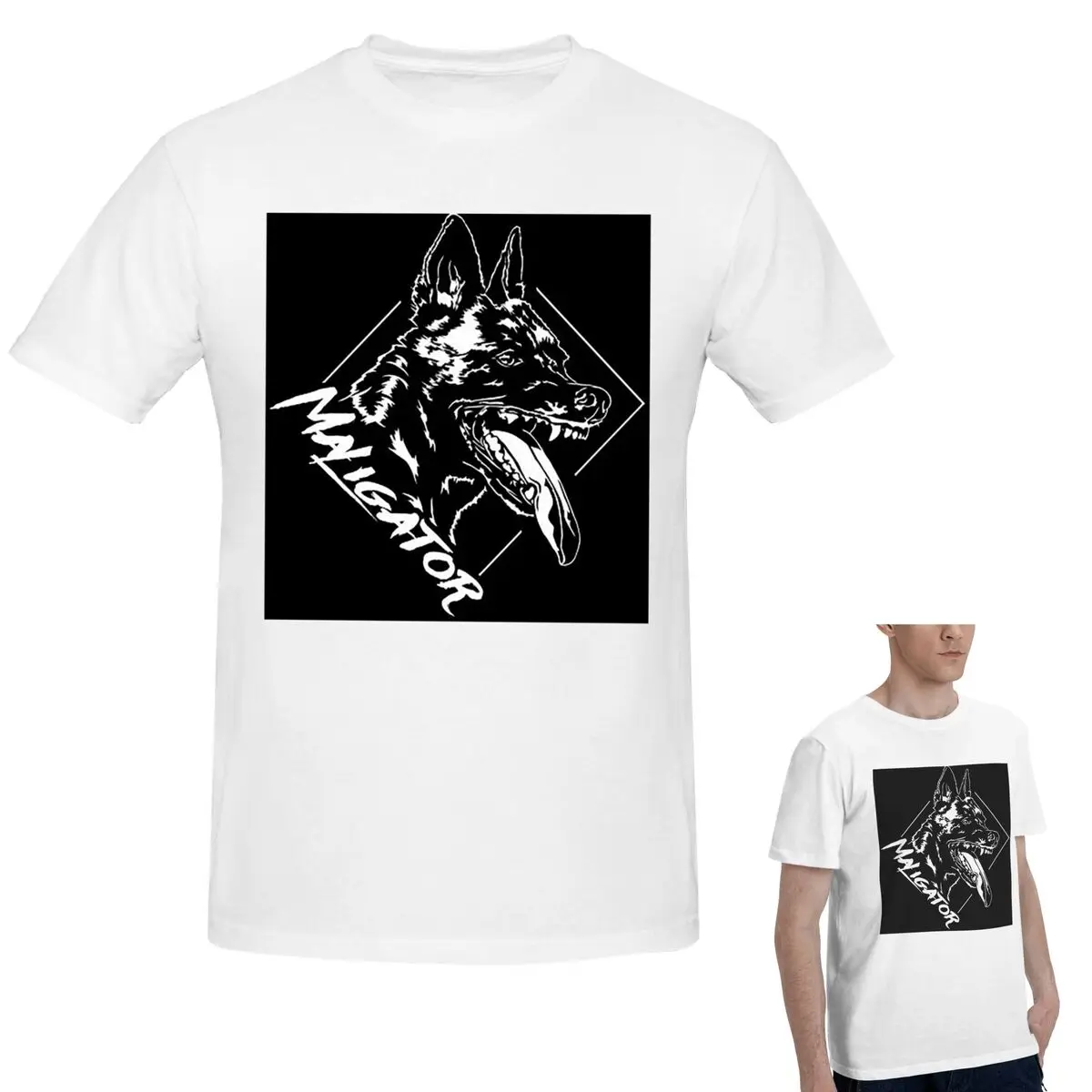 

Cotton Maligator Belgian Shepherd Dog Malinois Portrait T-Shirt Men's Fashion T Shirt Men Round Neck Summer Shirts Tops S-6XL