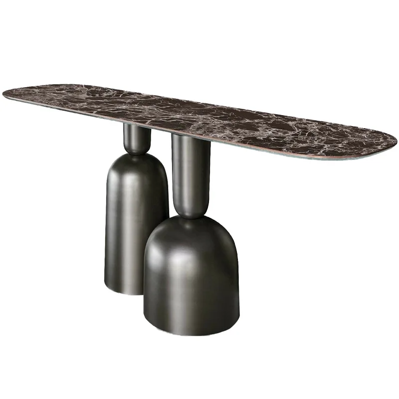 

Italian light luxury entrance table, creative stainless steel decorative strip entrance table
