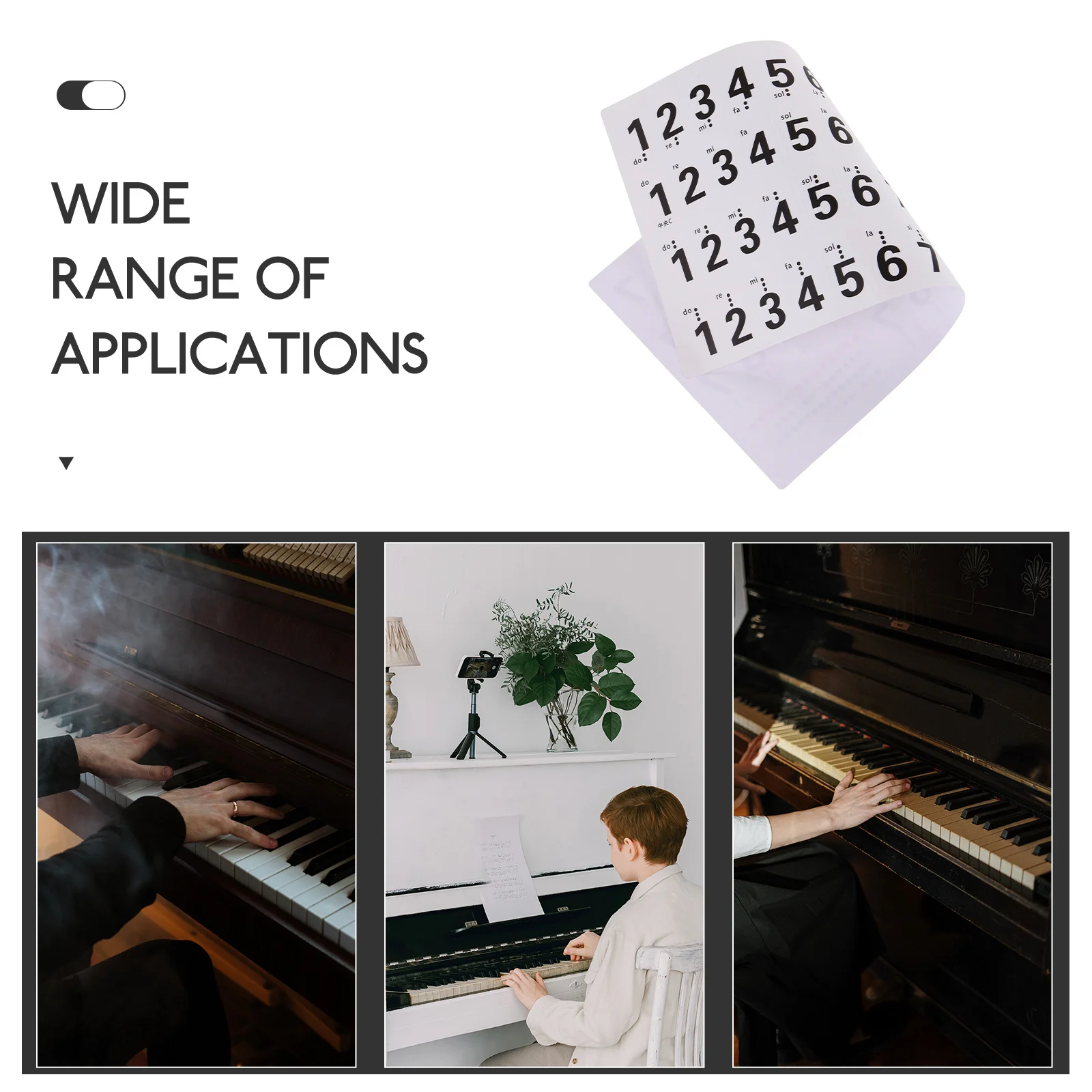 

1Set Piano Keyboard Stickers Durable Number Labels Adhesive Removable No Residue Easy Peel Stickers for Beginner Learning Piano