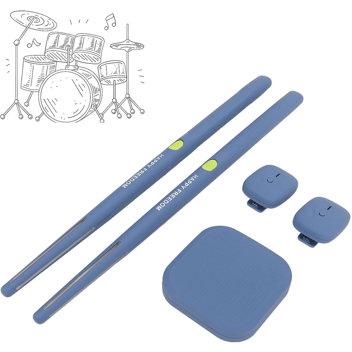 Miwayer Air Drum Kit – Virtual Electronic Drum Set with Drumsticks, Silent Practice, Zero Latency, Black/Navy, Base/Pro Version