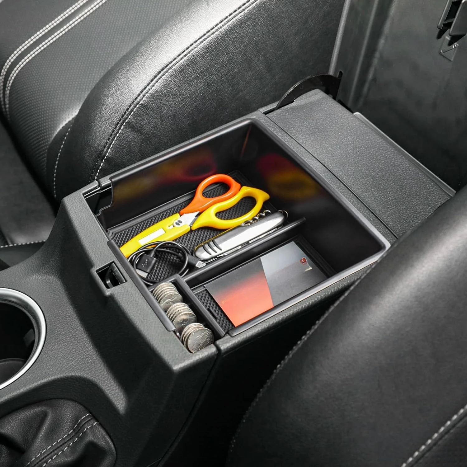 

Center Console Organizer for Ford Ranger Center Console 2019 2020 2021 2022 2023 XL XLT Lariat Accessories, Armrest Divider Box
