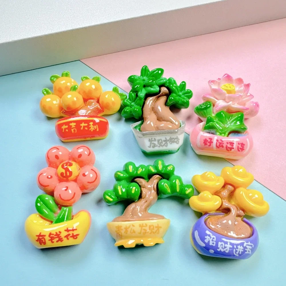 New Arrival Cartoon Mini Potted Plant Resin Cabochon Flatback Pendant Charm for DIY Phone Case Decoration Scrapbooking Supplies