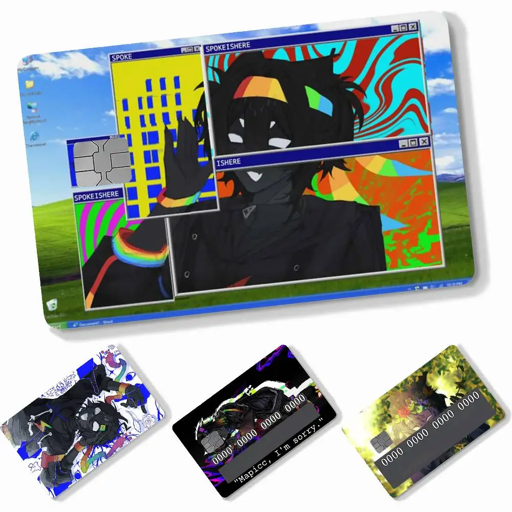 Anime S-Spokeishere S-Spoke  4pcs Credit Card Skin Stickers Suitable for Bank Debit Subway Bus Transit Pass Decorative Cover