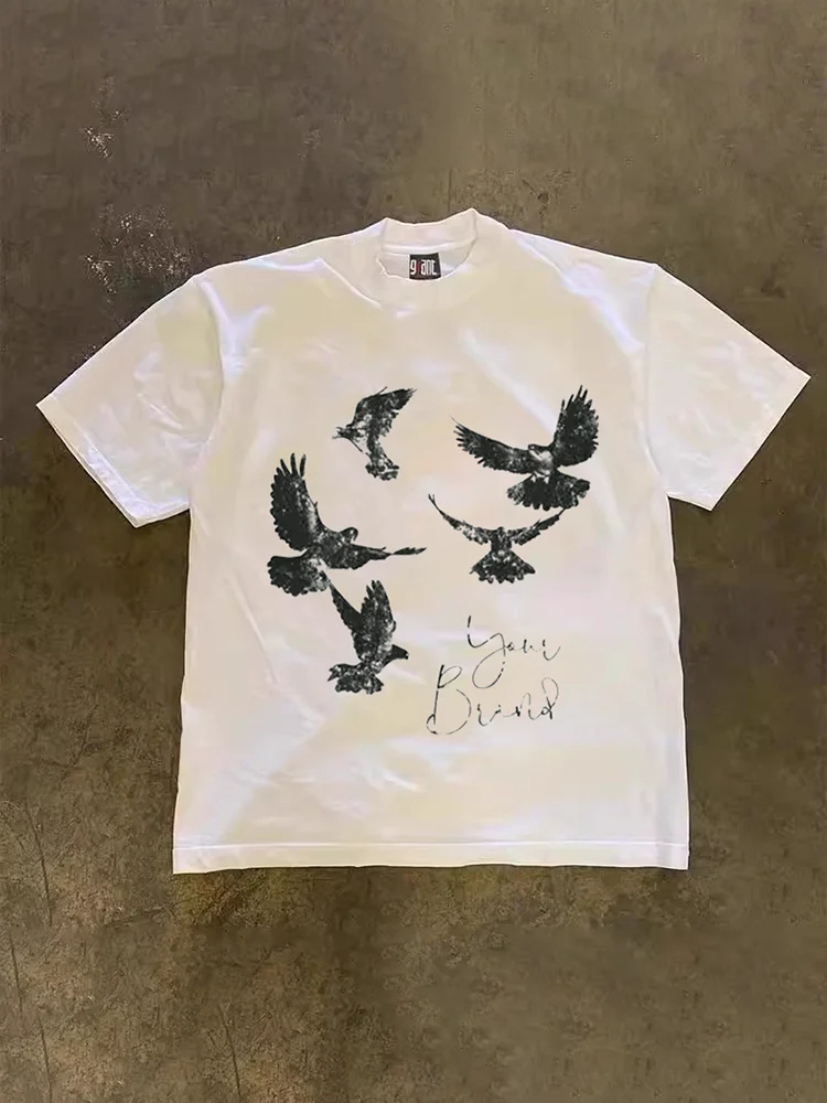 Nouveau T-shirt de luxe 2026 en pur coton pour homme, à manches courtes, imprimé, pour la collecte de fonds caritatif, 200g, coupe ample