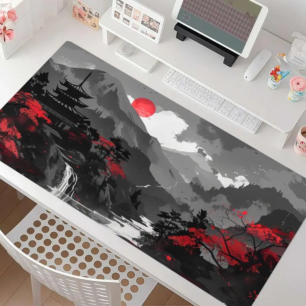 Ink Wash Landscape Pine Play Mat Gaming Mouse Pad Precision Tracking Thick Rubber For Study Room