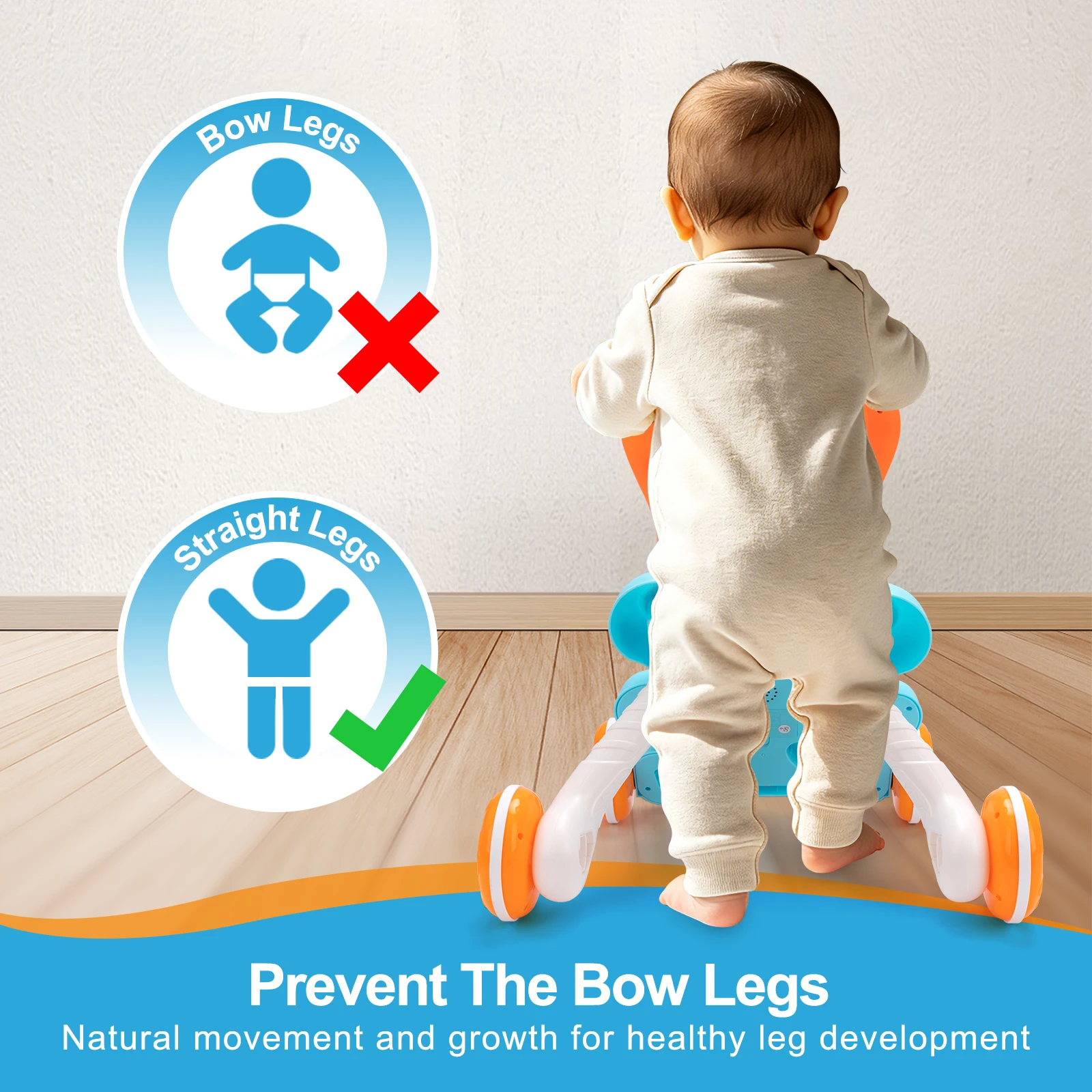 Baby Cartoon Activity Table&Push Walker 2in1 Toy with Music Multifunction Activity Learning Walk Toddler Walker for 12M+ Infants view 6