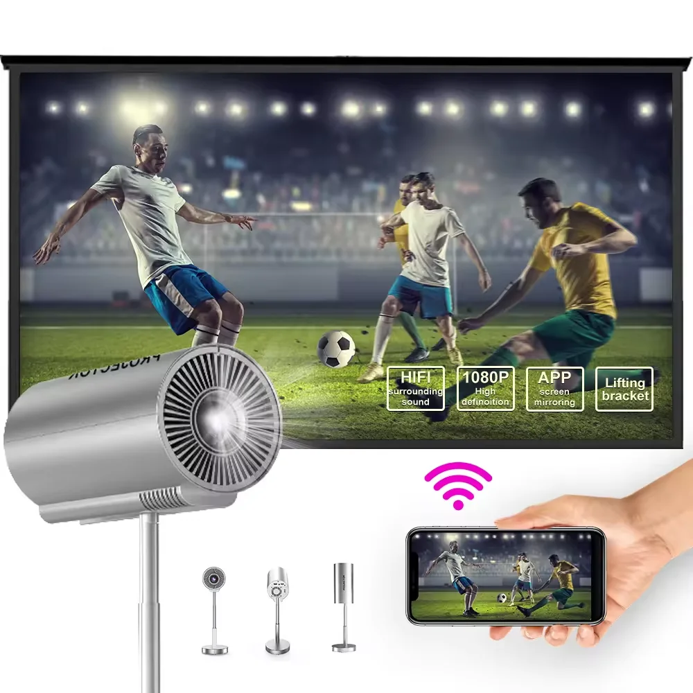 

ATB Portable Mini Android Projector Support 4K 1080p Adjustable Stand Hight Adjustment WiFi Bluetooth ,Model:TS6