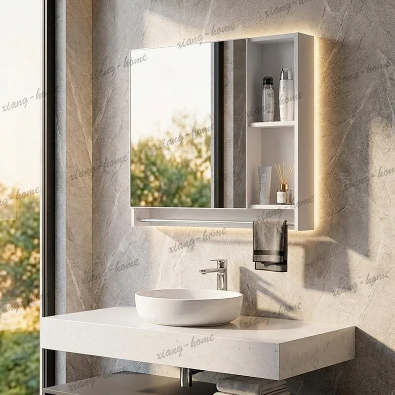 Space Aluminum Mirror Cabinet Wall-Mounted Vanity Mirror with Integrated Storage for Cosmetics Simple Design Bathroom cabinets
