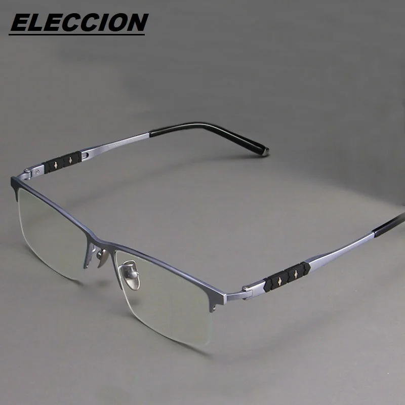 ELECCION High-quality Pure Titanium Half Frame Men Glasses Prescription Eyeglasses Myopia Optical Frame Eyewear