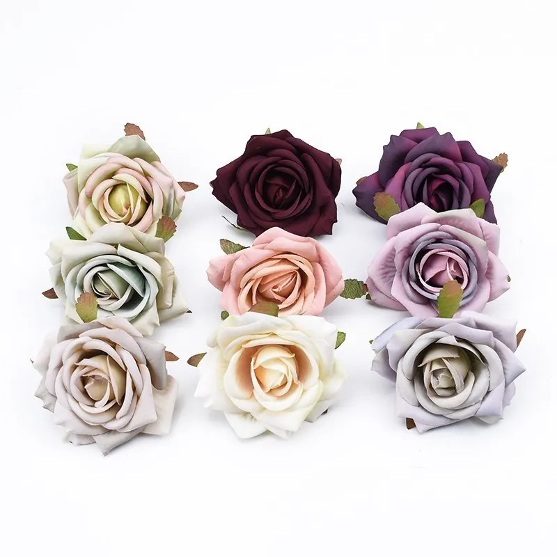 Rosas falsas para decoración del hogar, accesorios para la cabeza de boda, álbum de recortes, caja de dulces, flores artificiales, broche, guirnalda, 30 piezas