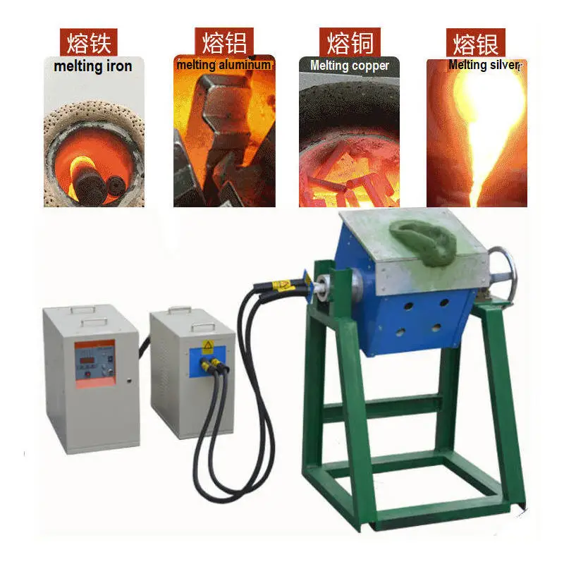 35KW dump Induction Melting Furnace for Melting 30Kgs of gold silver brass and copper