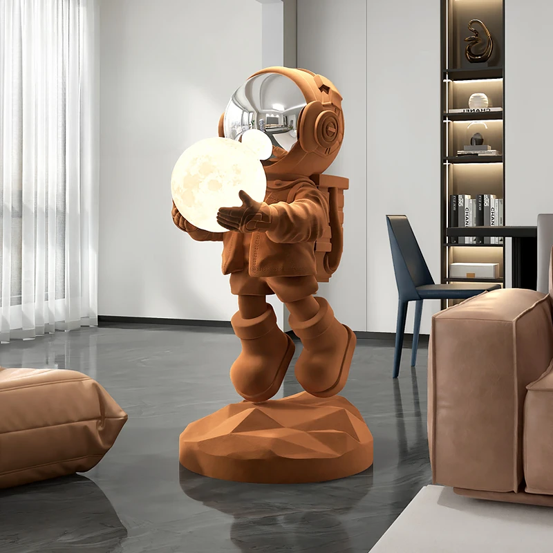 Indoor Home Decoration Astronaut Sculpture Modern Living Room Children's Room Floor Resin Luminous Figure Model Statue Ornaments