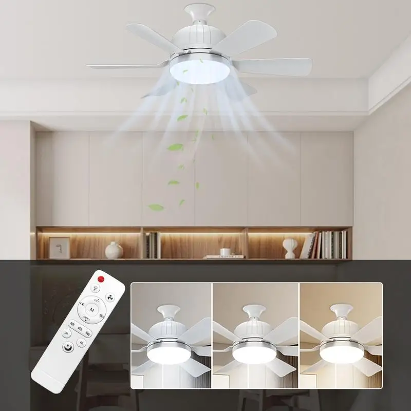 E27/ E26 Socket Ceiling Fan 3 Speed Ceiling Fan with Remote 3 Color Dimmable Silent Ceiling Fan Ceiling Fan with Lights for Room