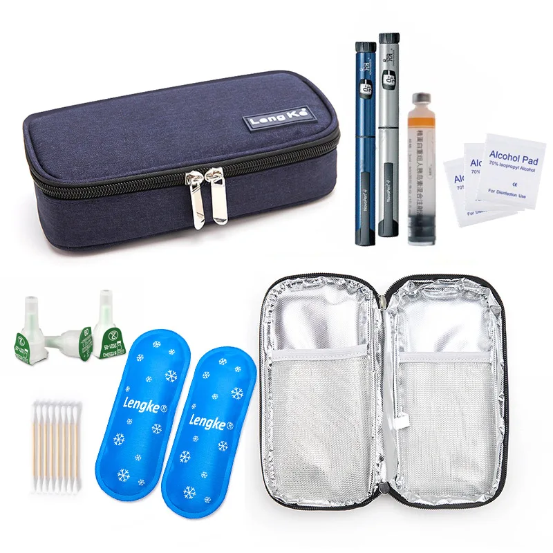 Tas Penyimpanan Dingin Insulin Makanan Ringan Kain Oxford Portabel Kit Pertolongan Pertama Tas Pena Pendingin Saku Travel Obat Freezer Obat