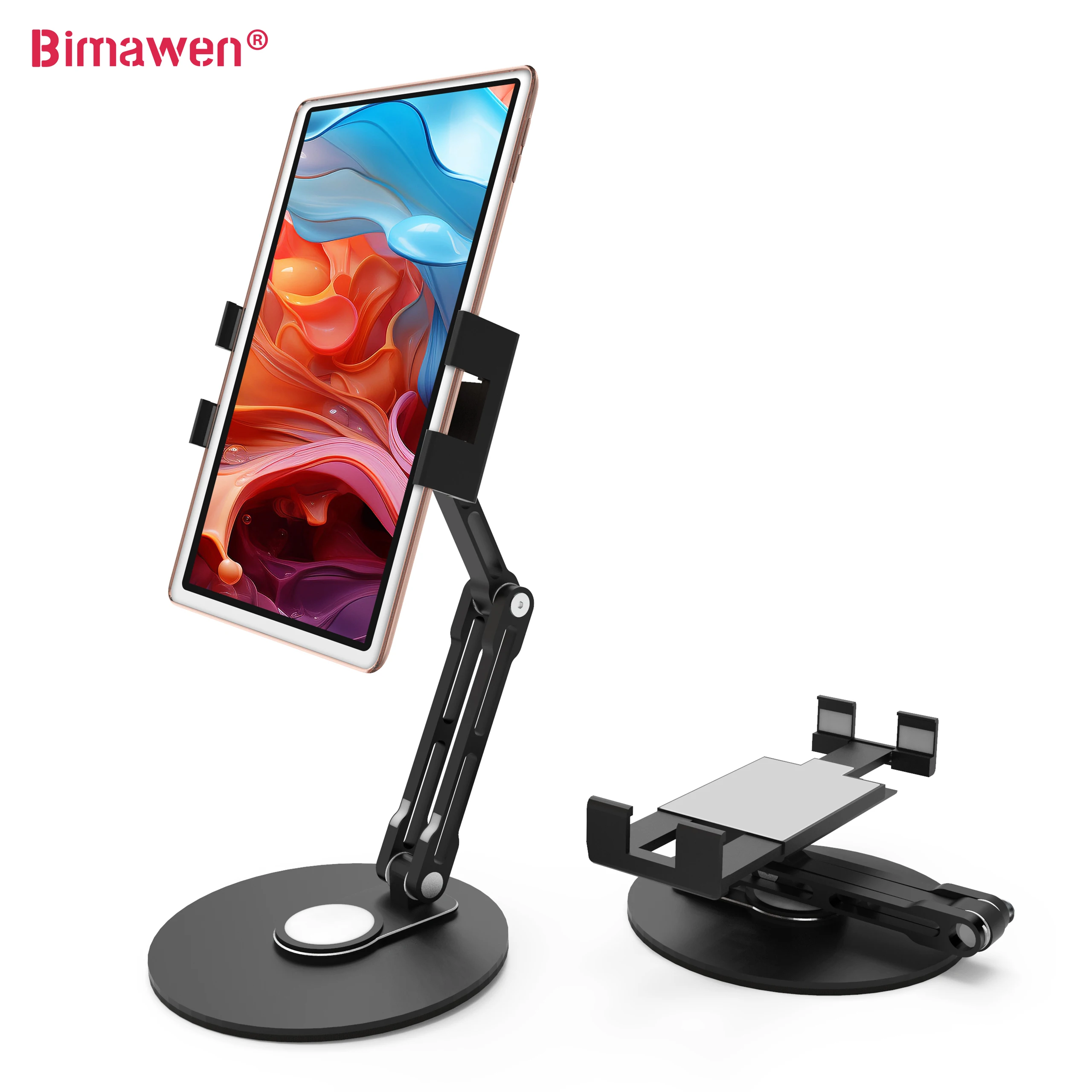 

Настольная вращающаяся складная подставка Bimawen, телефон Lazy 360° ° Хранение, портативная подставка для монитора, телескопический зажим с металлическим корпусом 4,7–16 дюймов