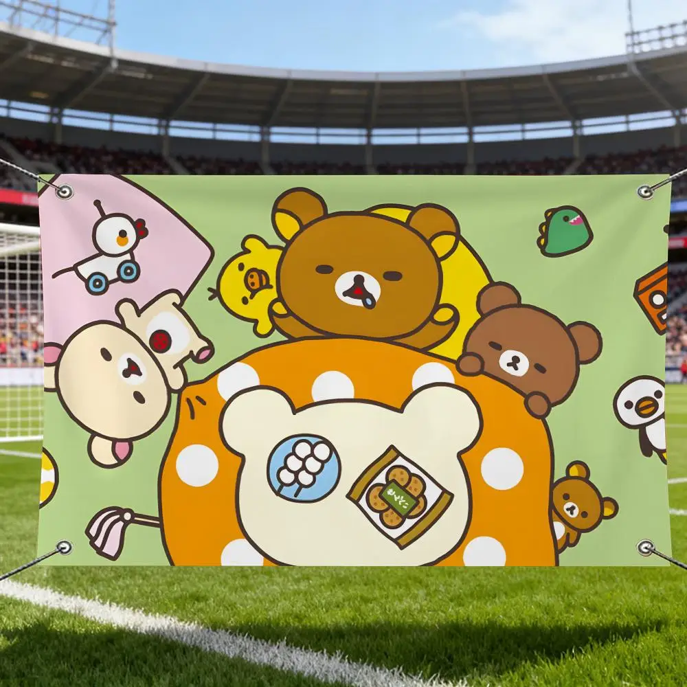Cute Character R-Rilakkuma Flags Outdoor Garden Flag Banner Decorative Yard for Home Patio Lawn Seasonal Holiday Party