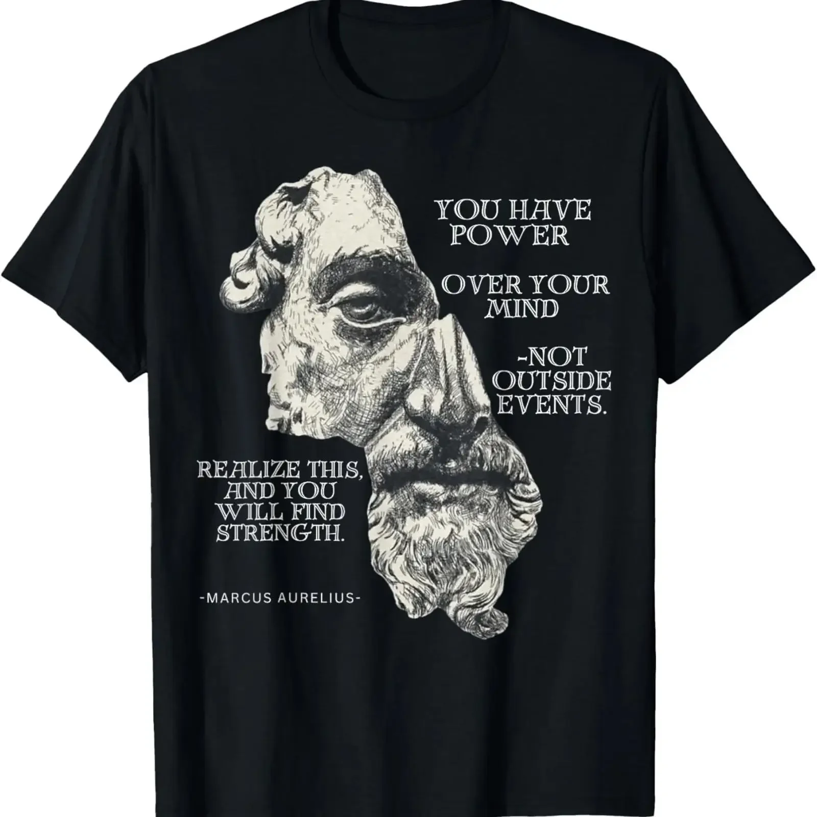 T-shirt unisexe vintage lavé et extensible, respirant, avec citation du philosophe romain Marcus Aurelius, philosophie stoïcienne