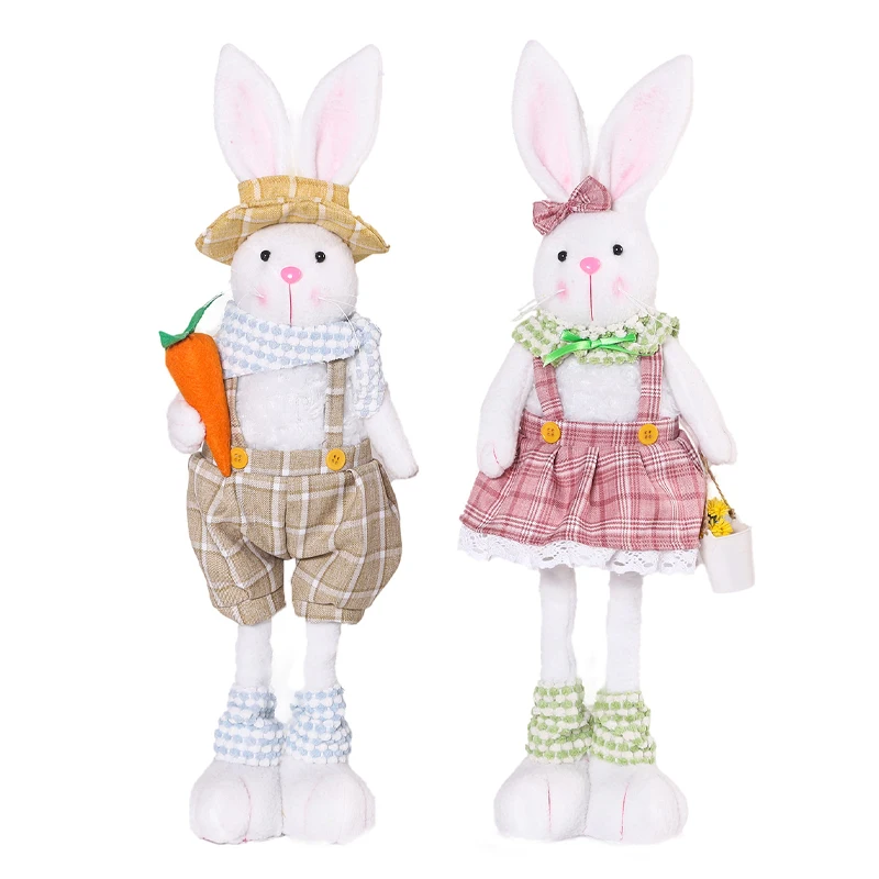 New Easter Decorations Cartoon Stretchable Couple Doll Cute Rabbit Ornament Strap Pants Personal Gift Doll Ornament Party Party