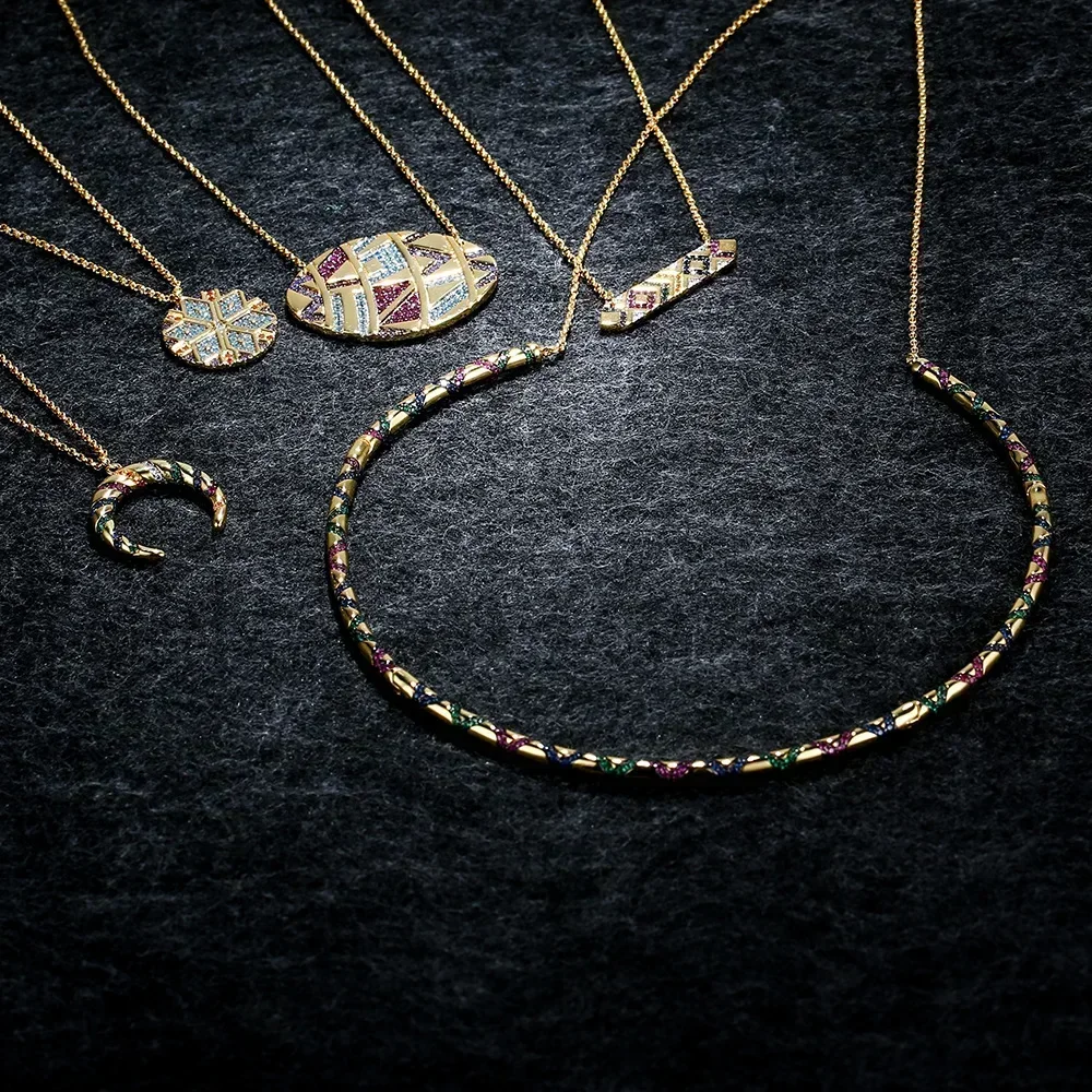 

LI KI High Quality 925 Silver Colorful Tribal Necklace Fashion Exquisite Clavicle Chain Jewelry Gifts For Friends