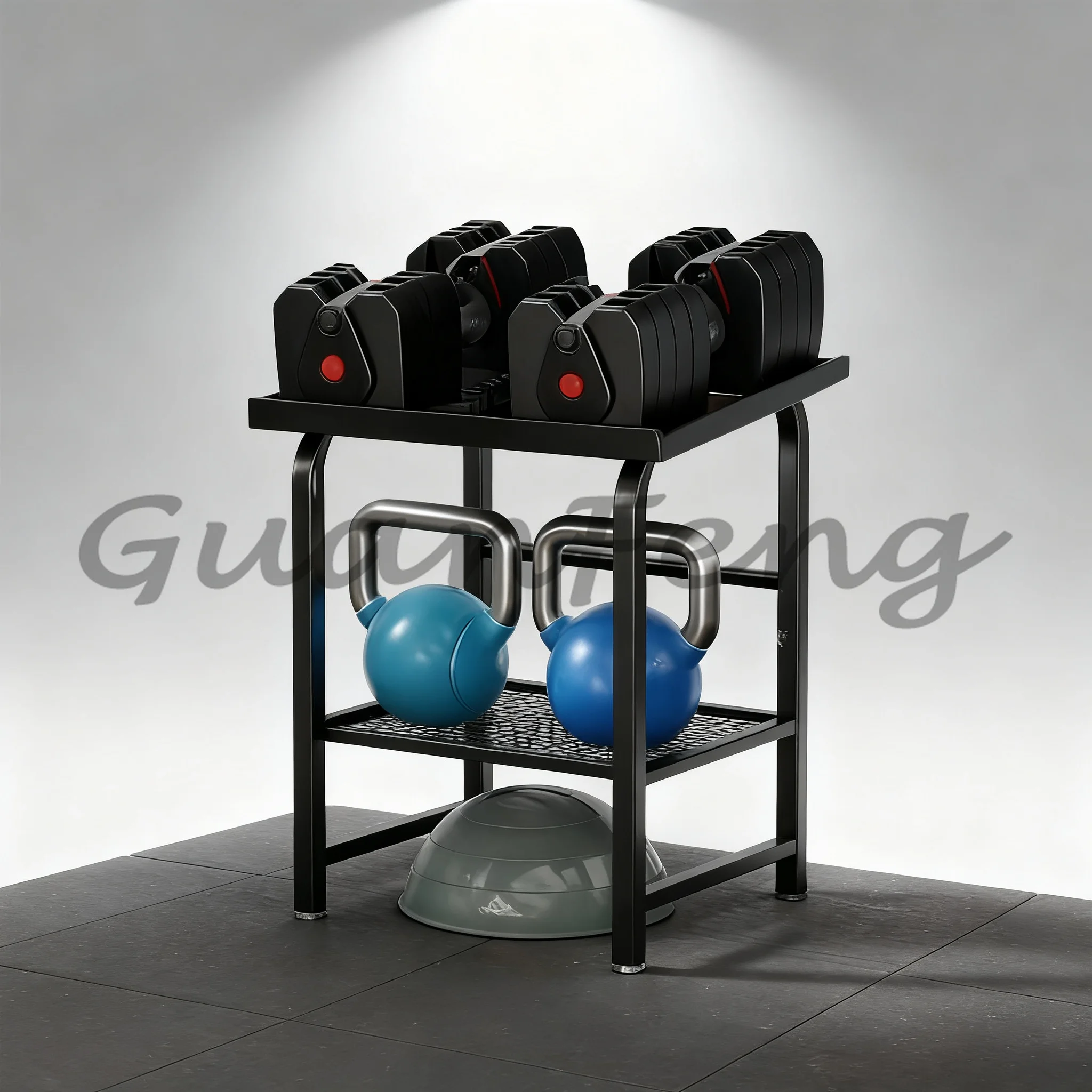 Floor Standing Dual Channel Dumbbell Rack, Heavy Duty Fitness Equipment Storage Rack for Gym Dumbbell Organizer