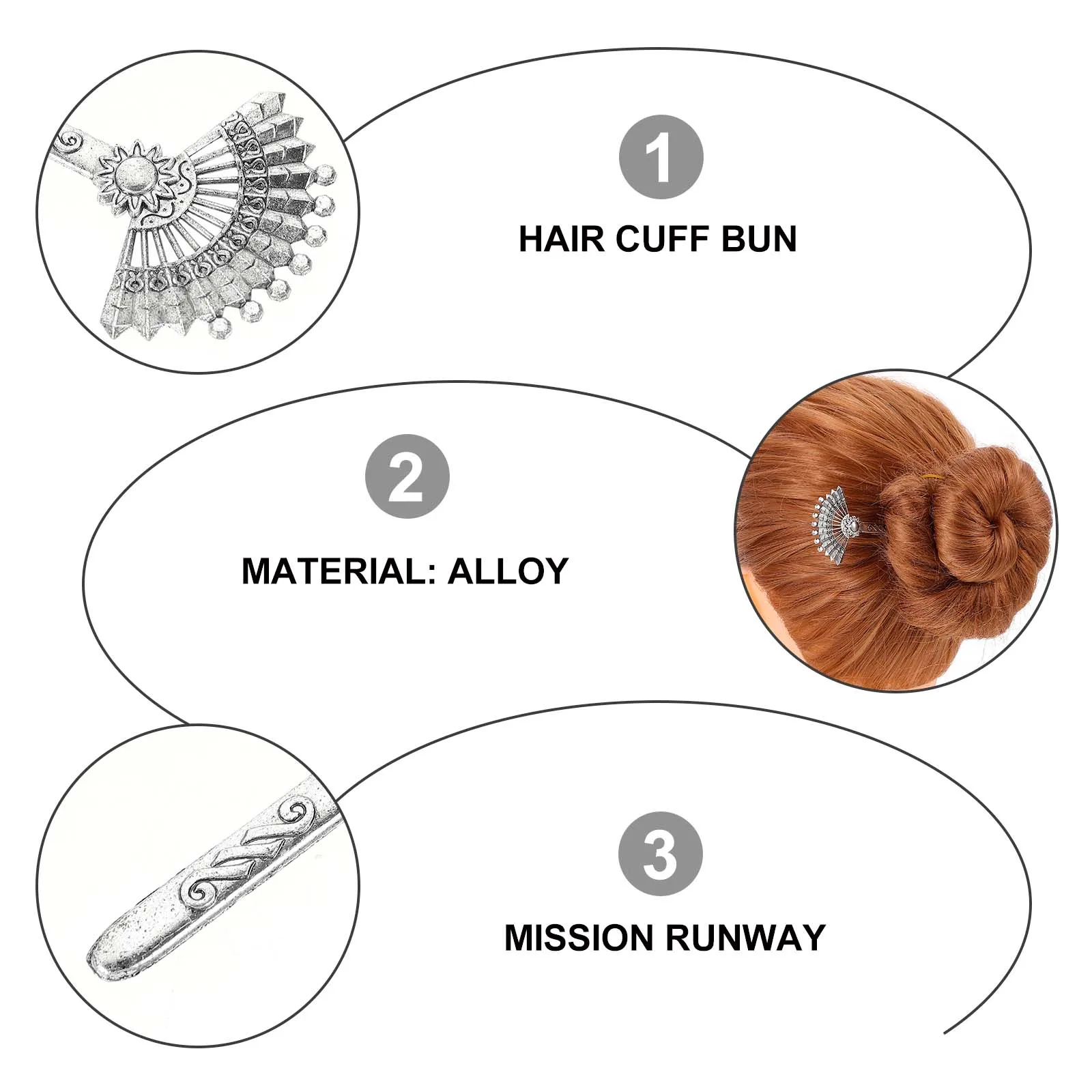 

5Pcs Alloy Fan Hairpin Retro Vintage Chinese Hair Stick Headdress for Ancient Style Wedding Festival Hair Accessories