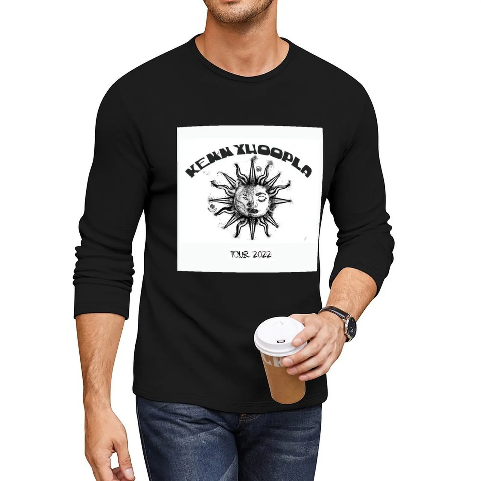 KennyHoopla Tour 2022 تي شيرت طويل ثقيل الوزن تي شيرت كبير الحجم تي شيرت كبير الحجم بلوزة ثقيلة الوزن تي شيرت للرجال