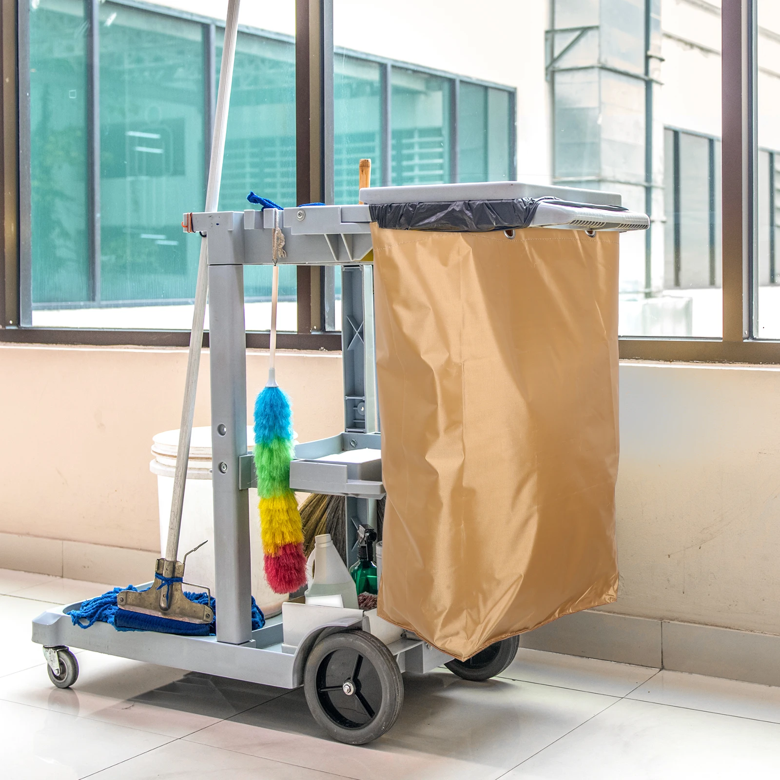 

Clean Car Bag Canvas Janitorial Bags Cleaning Cart Pouch Supply Housekeepers Large Reusable Waterproof Storage Container Tube