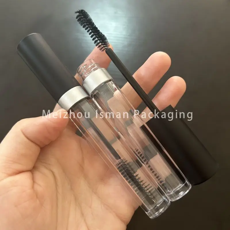 50Pcs unique clear matte black empty 8ml eyeliner cosmetic refillable mascara packaging bottle container wand tube with brush