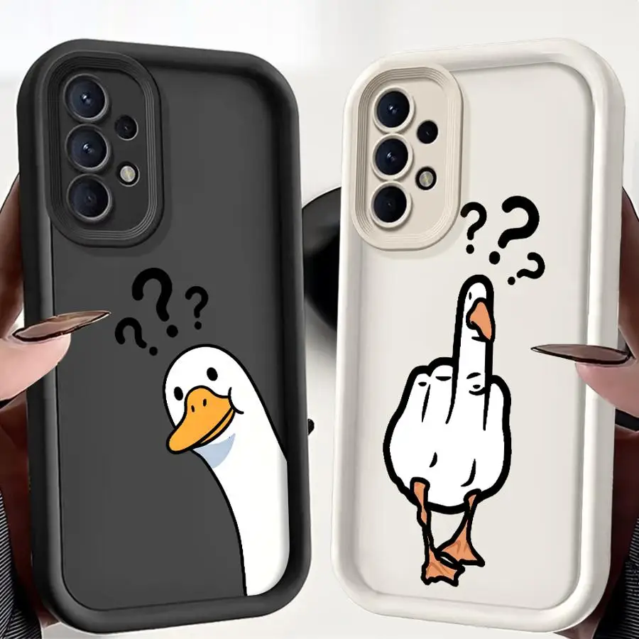 Question Mark Cute Duck Case for Samsung Galaxy A56 A34 A35 A36 A15 A16 A51 A73 A12 A13 A23 A26 A32 A53 A54 Phone Cover A71 A72