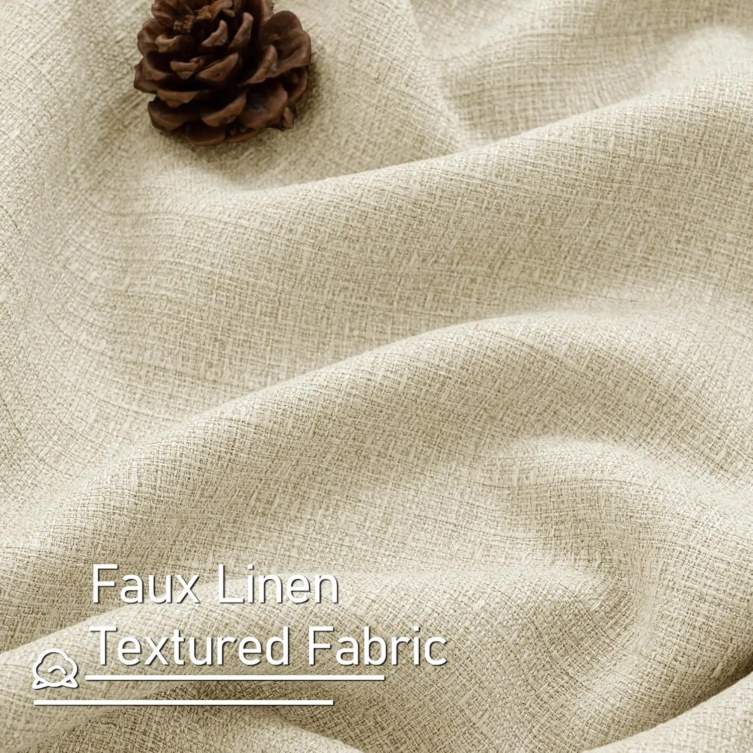 Lamit-cortinas de lino Beige Natural para dormitorio, cortinas neutras de arpillera gruesa con aislamiento térmico de 102 pulgadas para granja