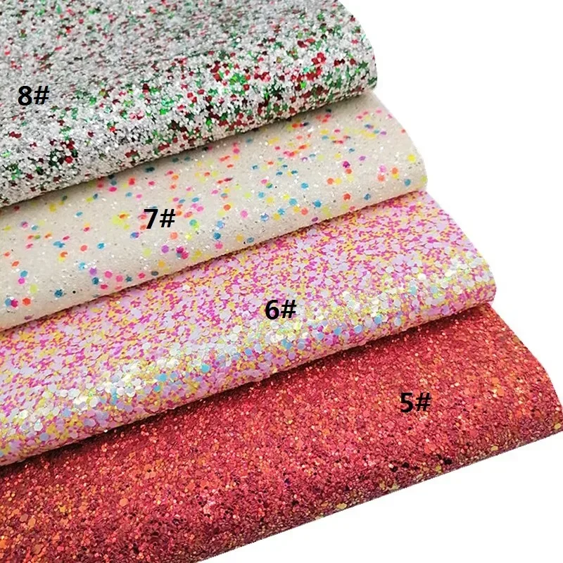 Mixed Colors Chunky Gliter Synthetic Leather Fabric Sheets Faux Leather For Bags Shoes Bows DIY Craft Sheets Mini Rolls W172