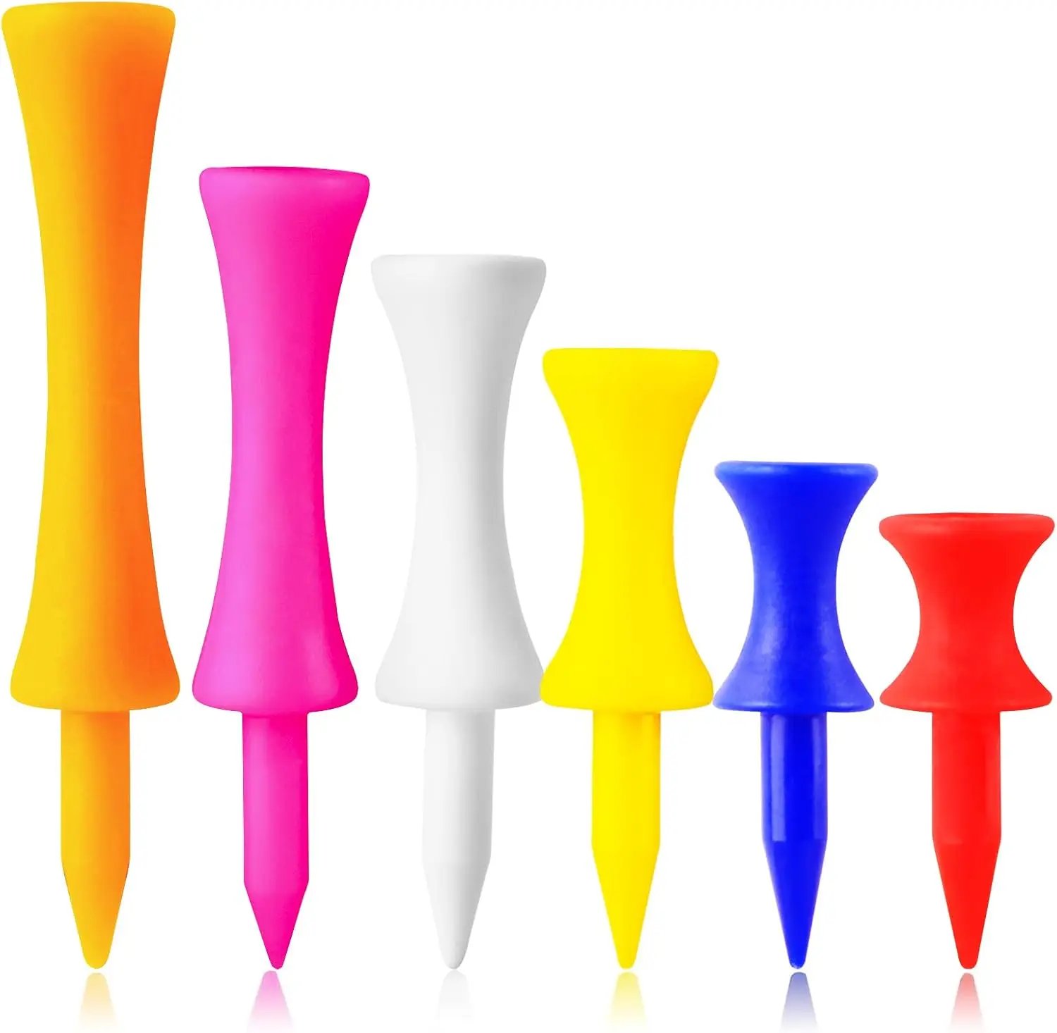 تي شيرت بلاستيكي على شكل قلعة جولف تنحى غير قابل للكسر مختلط أو نفس الارتفاع 50 قطعة، 2 3/4، 2 1/4، 1 3/4، 1 1/2 بوصة طول