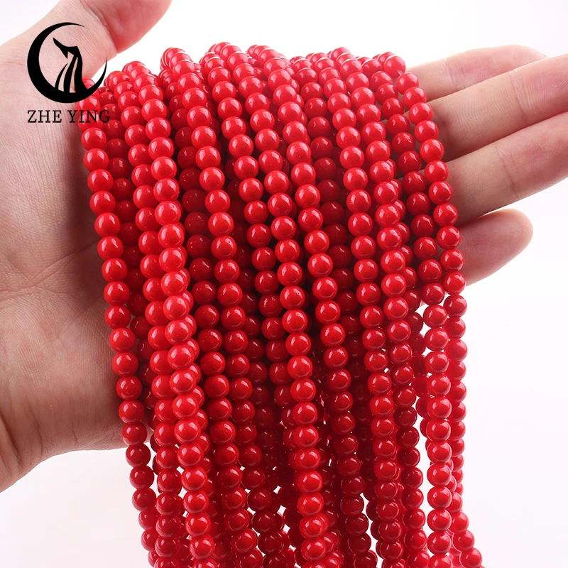 Zhe Ying 6mm Orange Crystal Glass Beads Round Smooth Loose Beads for Jewelry Making Bracelet DIY Strand 15\'\'