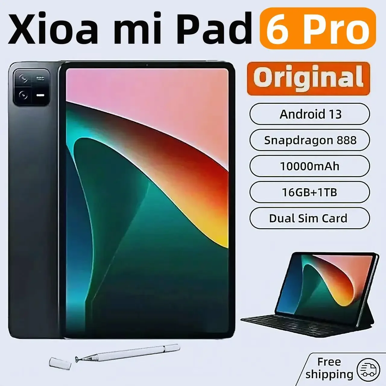 2024 Global Version Pad 6 PRO Tablet Android 13 16GB 1TB 11 Inch 10000mAh 5G Dual SIM Phone Call GPS WPS Tablet Bluetooth WiFi