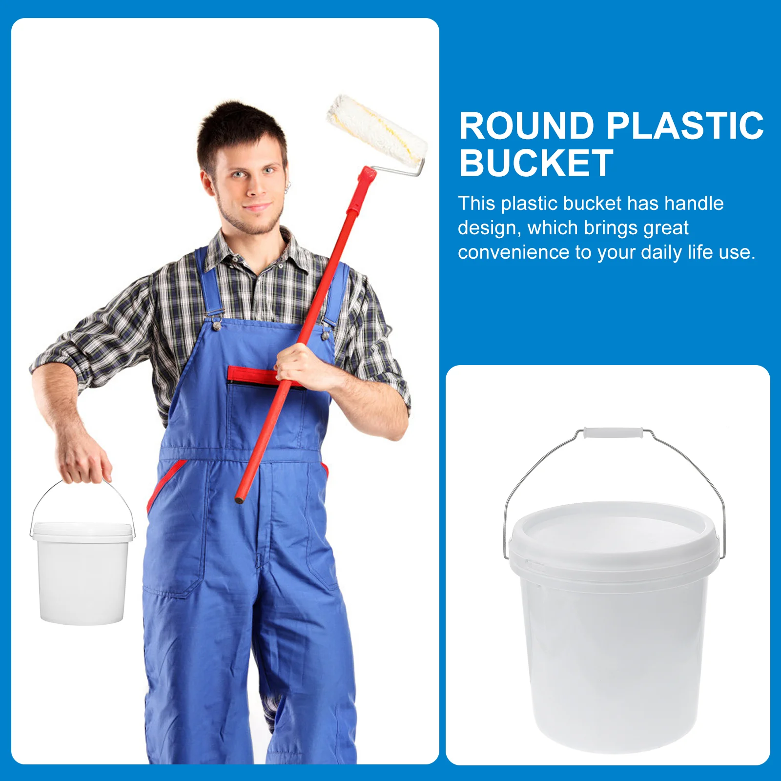 Food Storage Buckets with Lids Airtight Plastic Barrel Handle Pails White Water