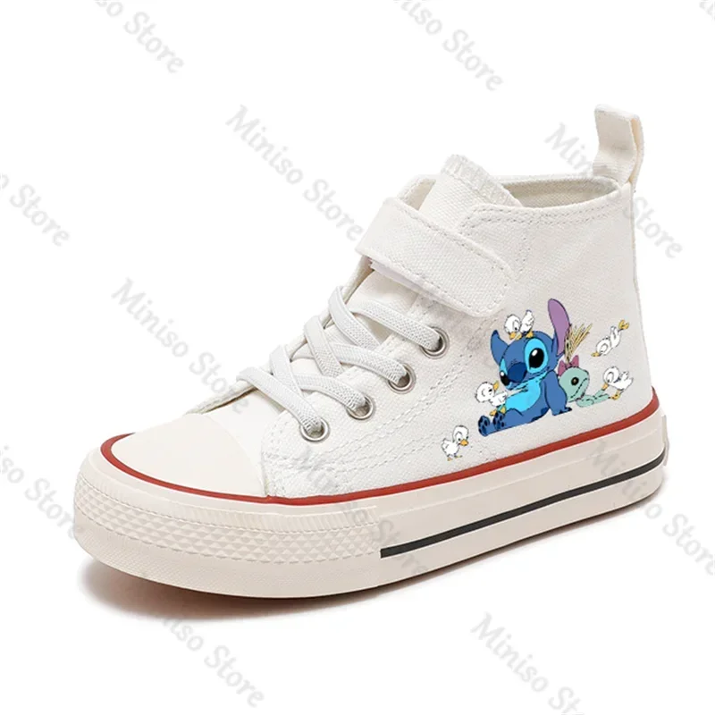 Zapatos de lona de Disney para niños y niñas, zapatos informales de dibujos animados kawaii Lilo Stitch, zapatos deportivos cómodos, zapatos de tenis estampados para niños