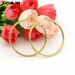 ICAM Vintage Trendy Gold Color Hoop Earrings For Women Bohemian Statement Geometry Round Creole Earring Pierce Jewelry