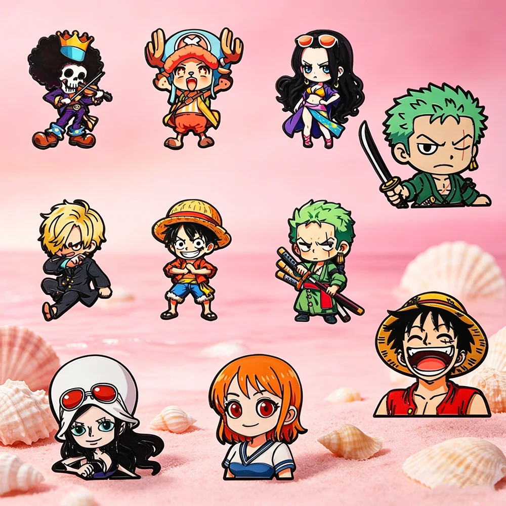 10 peças de pins de esmalte do anime Luffy para meninos, desenhos animados, para casacos, emblemas de lapela de moda masculina, presente de joia para fãs.