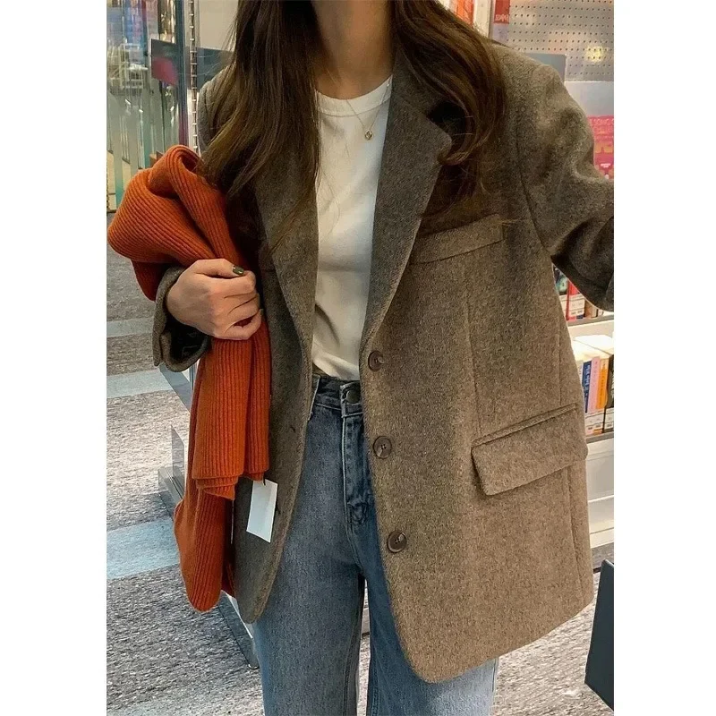 UNXX Solid Colors Single Breasted Loose Suit Woman Autumn Fashion Office Work Long Sleeve Blazer Women Korea Casual Jacket Woman