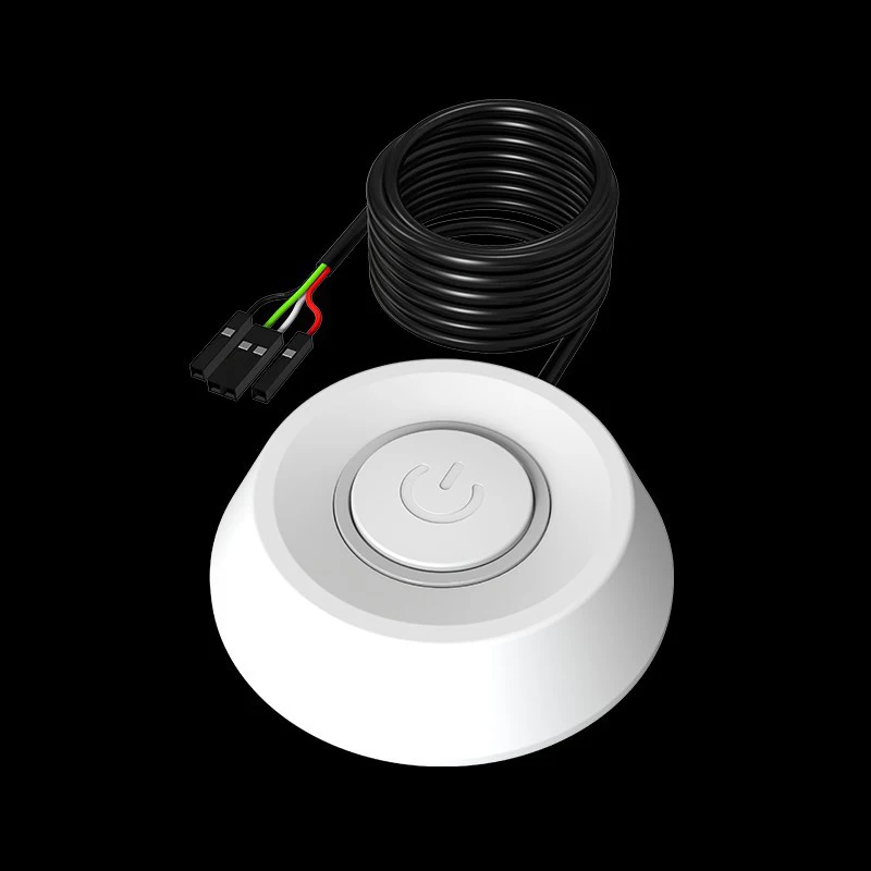 Desktop Computer Power Button Switch for PC Motherboard External 1.8m Start Power Extension Cable with Round Startup Switch