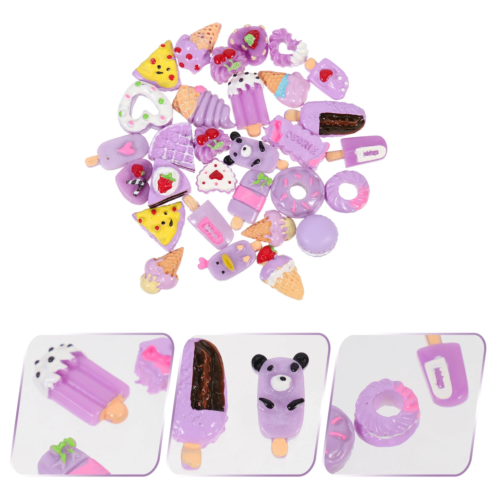 

30 Pcs Water Proof Simulated Food Nail Jewelry Resin Creative Phone Case Charms