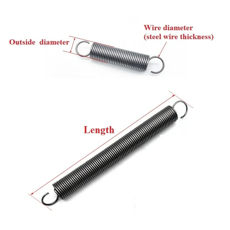 10pcs Wire Dia1.5mm Outer Diameter 11/13/15mm Tension Spring With Open Hook Extension Spring Pullback Spring Length 45mm~300mm