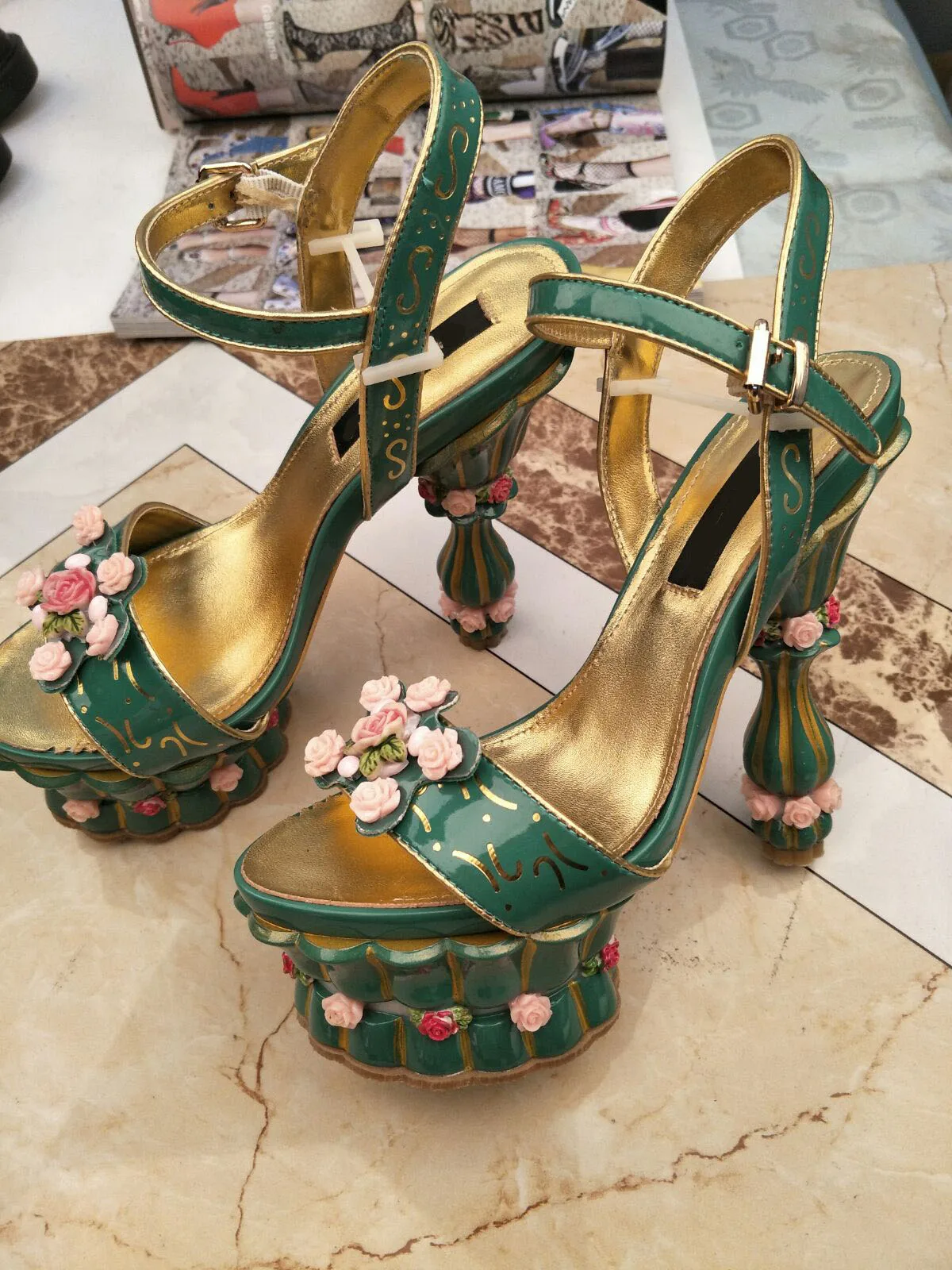 Hand-painted Cake Special-shaped Heel Custom Wedding Shoes High-heel Flower Pot Bottom Platform Sandals Brand Design