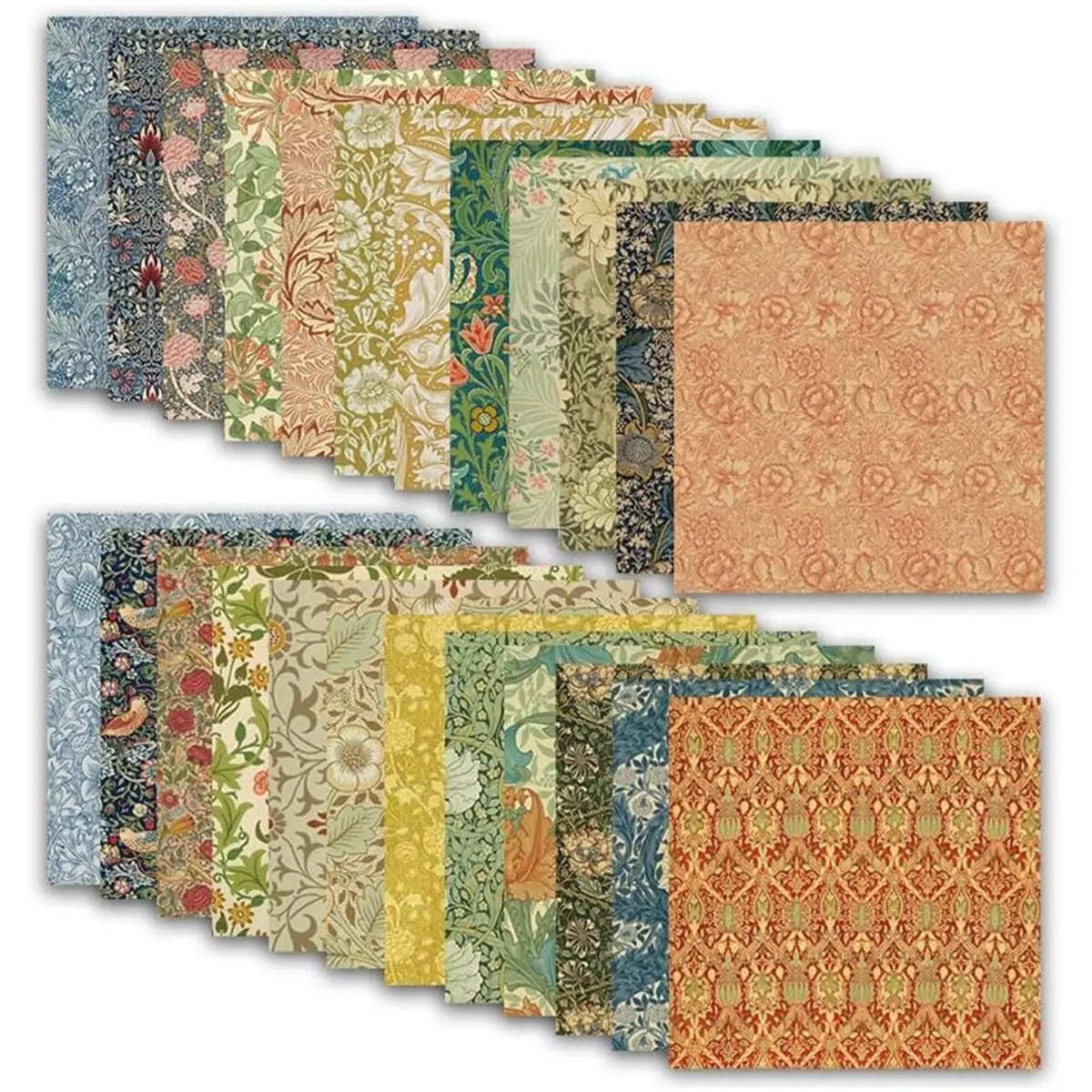 ABPP Vintage William Pattern Scrapbook Paper, 24 Sheets 12x12 Inch Double Sided for Crafting