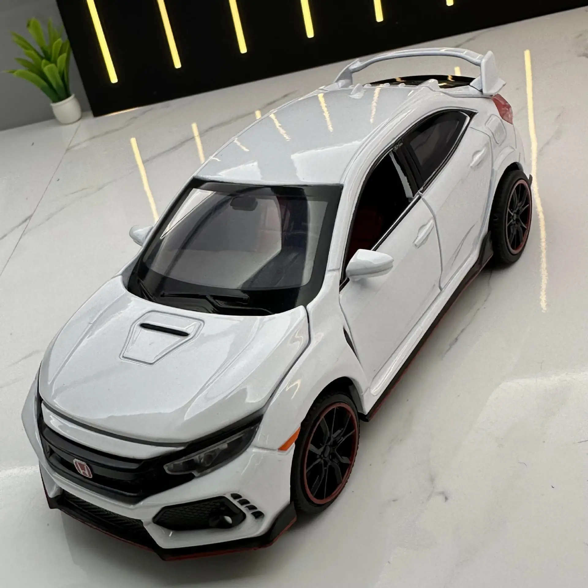 

1:32 Honda Civic Type-R Diecasts Car Model Toy Vehicles Metal Model With Sound Light Collection Toys For Children Christmas Gift