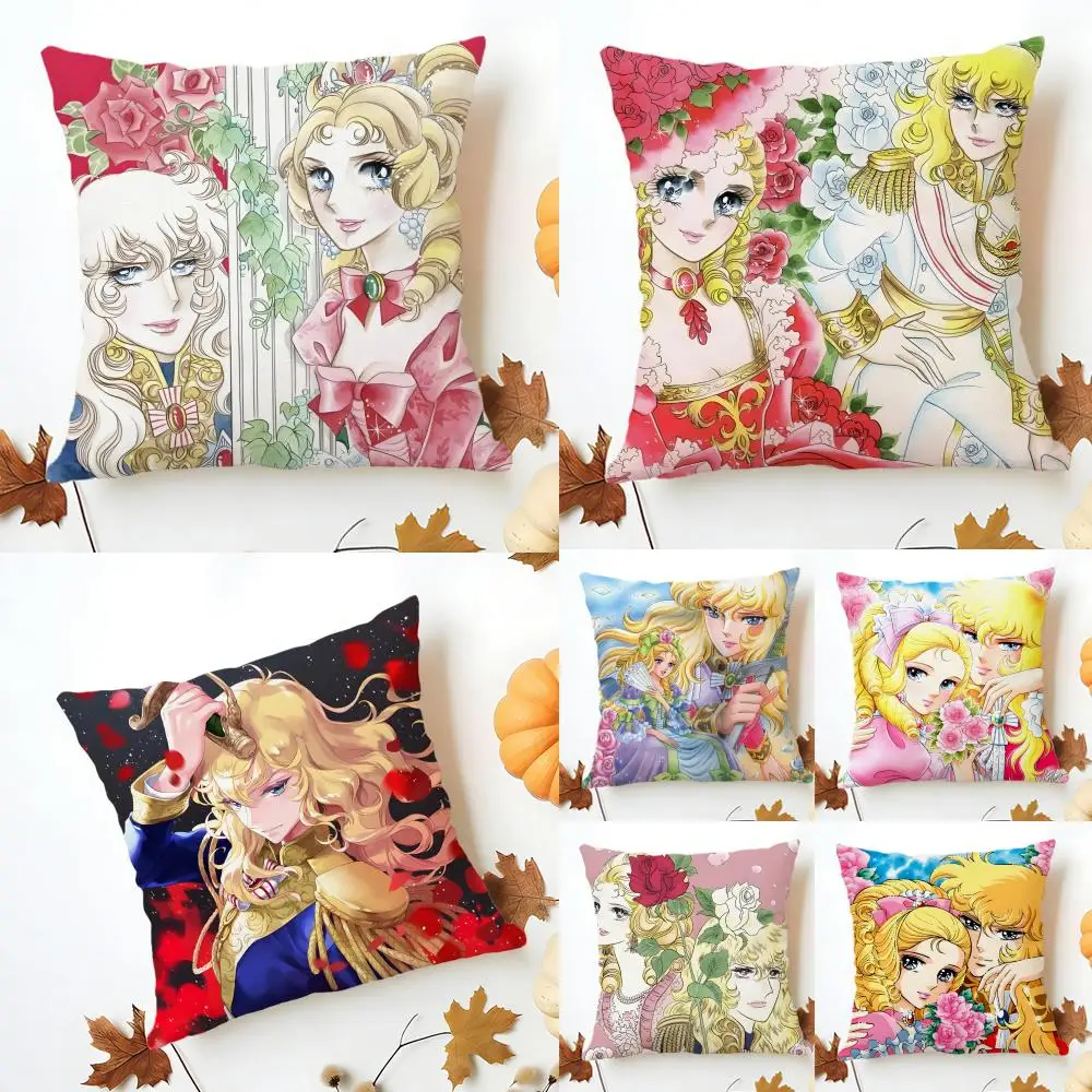 Androgynous Noble R-Rosa De V-Versalhes Oscar Cushion Cover Washable Linen Pillowcase Soft  for Sofa Bed Cozy Home Room Decor